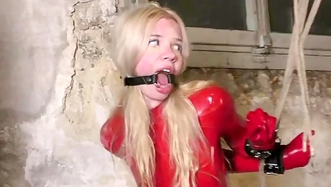 Red Latex Slave Bondage