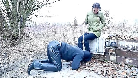 Walking The Doggy In The Cold - Boots Worship (femdom Footdom Boots Licking Foot Slave On Leash)