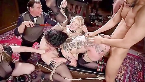 Anal Sluts Tied Down For Service At Bdsm Swinger Party