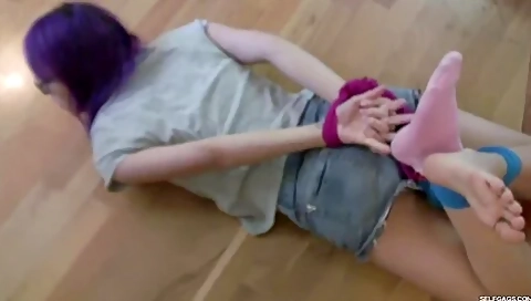 Snitching Little Step sister Sock Gagged & Hogtied Barefoot