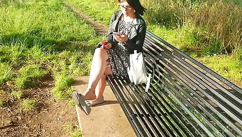 Tattooed Redheaded Girl Caught At The Bus Stop Dangling Her Shoe