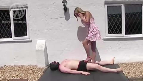 Goddess Nikki Whiplash Trampling Outdoors