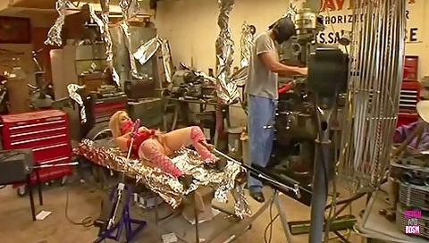 This Blonde Bitch Got Her Ass Banged By A Dildo And Pussy By A Man