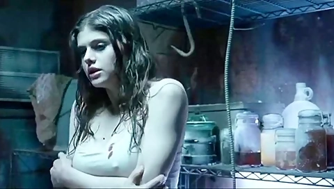 Alexandra Daddario In Big Boobs In White Shirt, Shaking