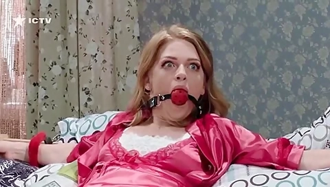 Tied To Bed With Silk Dress And Ball Gagged