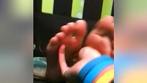 Amateur Latina Gets Her Beautiful College Feet Tickled In The Dark