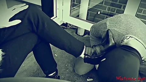 Mistress Shoes Slave Licking Her High Heels