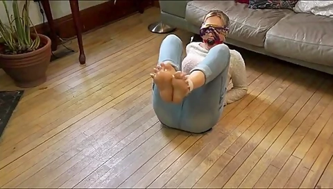 Babysitter Cuffed, Blindfolded , Gagged And